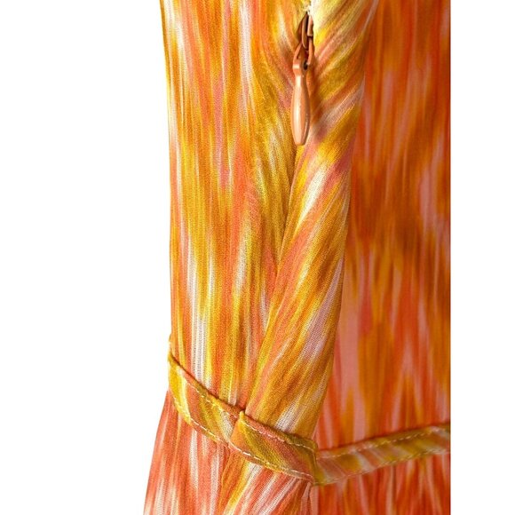 Rare Marie Oliver Tiered Maxi Dress Multi-color Print Ruffle Neck, Women's Small - Picture 10 of 14